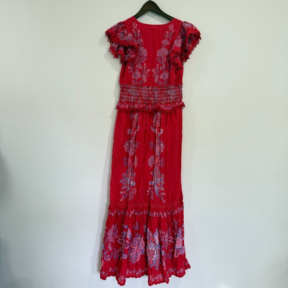 Farm Rio Floral-print Swiss-dot cotton-voile maxi dress Size M - Picture 8 of 9